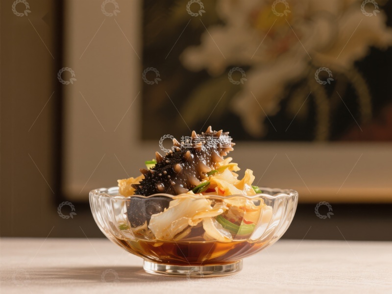 高清大图下载【趣麦麦图】海参拌菜，精致玻璃碗装