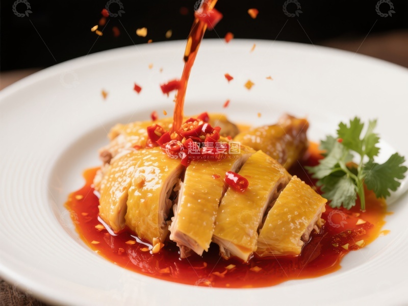 高清大图下载【趣麦麦图】辣椒油浇灌的美味鸡肉