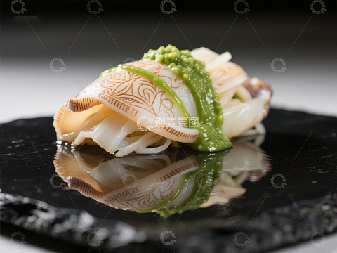 精致鱿鱼料理配青酱