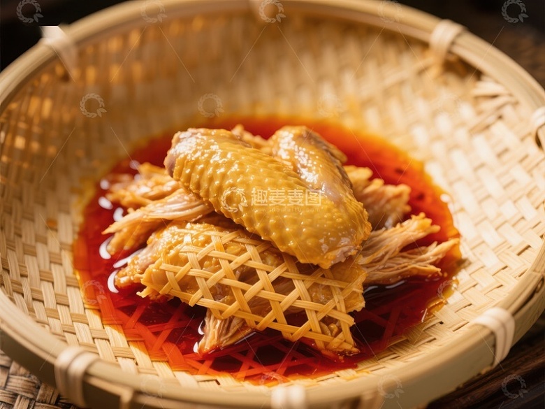 竹篮中的美味酱鸡