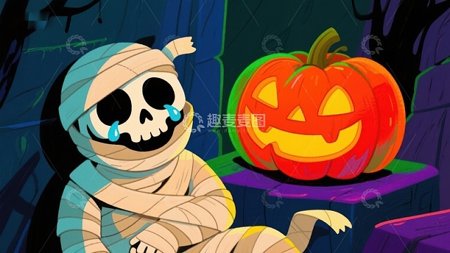 哭泣木乃伊与南瓜灯的万圣夜
