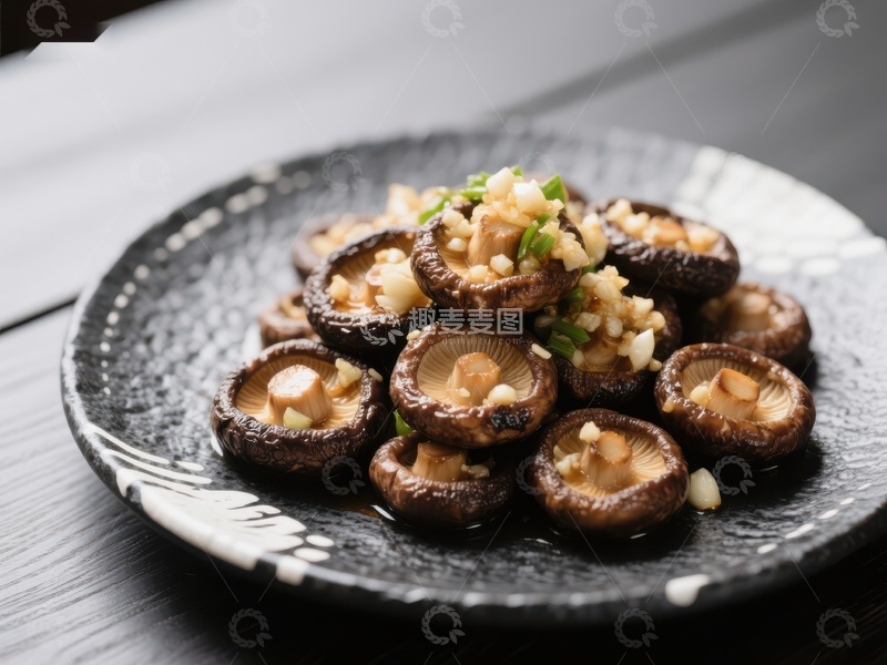 高清大图下载【趣麦麦图】蒜香香菇美食摆盘