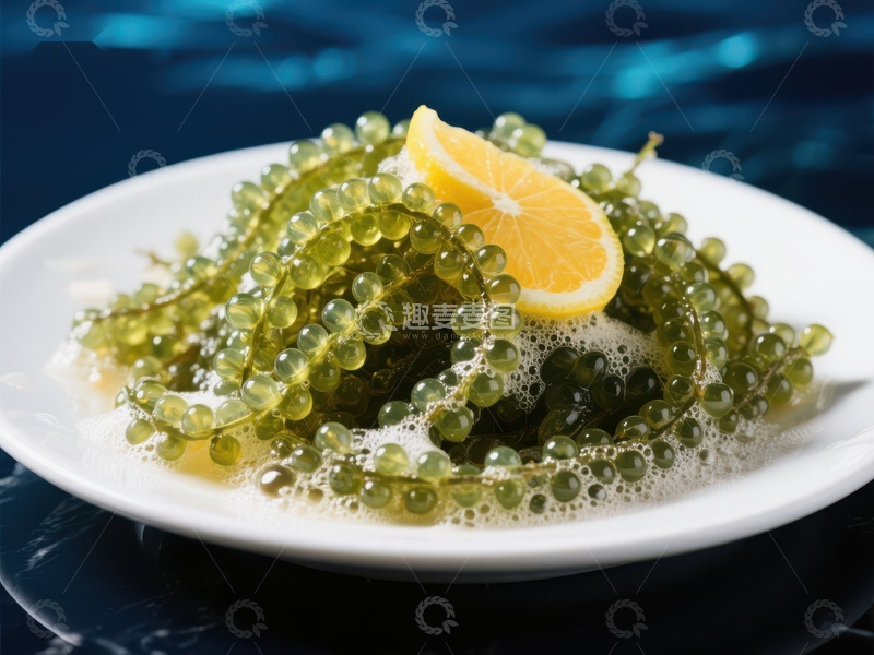 高清大图下载【趣麦麦图】海葡萄配柠檬片，清新美食