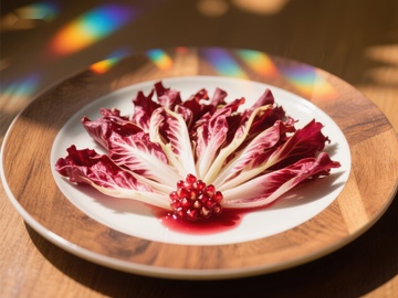 红菊苣与石榴籽的精美摆盘