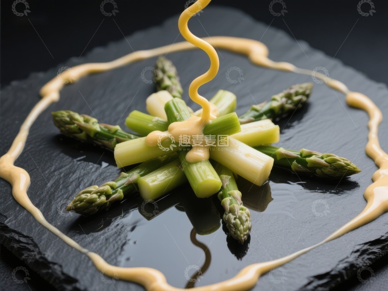 高清大图下载【趣麦麦图】精致芦笋配酱汁摆盘