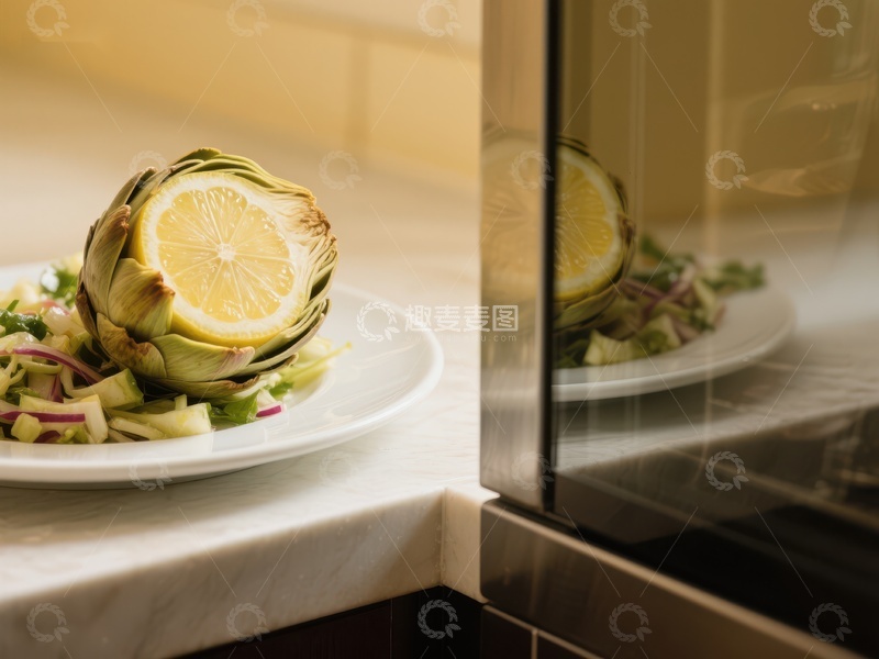 高清大图下载【趣麦麦图】柠檬装饰的芦笋盘