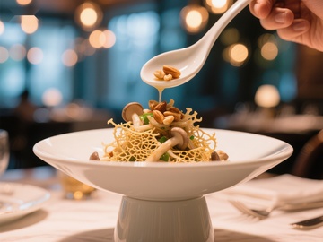 精致美食：勺子点缀创意菜肴