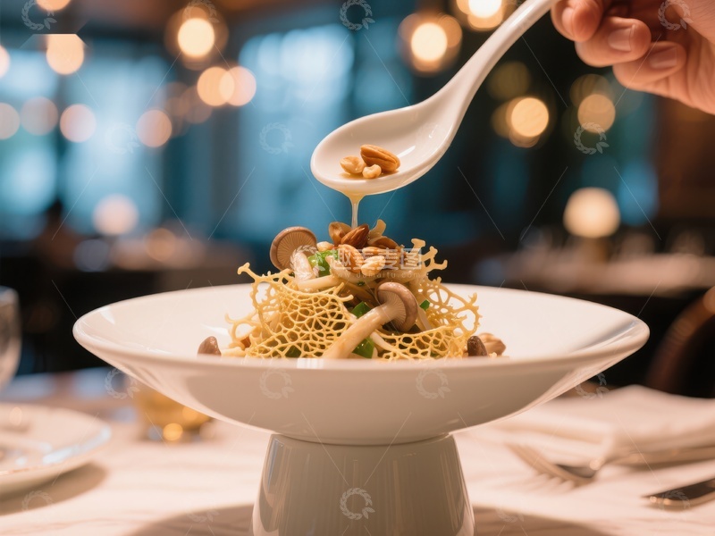高清大图下载【趣麦麦图】精致美食：勺子点缀创意菜肴