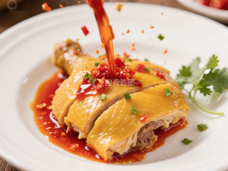 高清大图下载【趣麦麦图】辣椒油浇灌的美味鸡肉