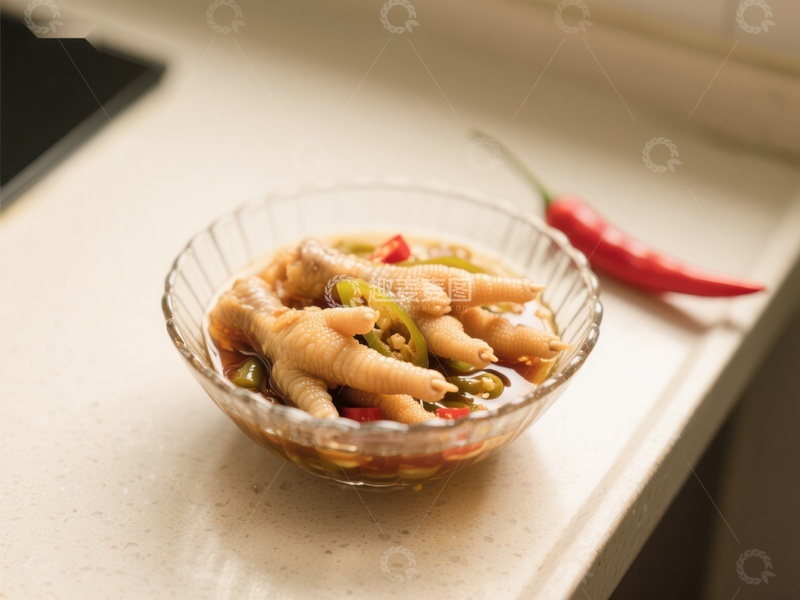 高清大图下载【趣麦麦图】酸辣鸡爪配红椒，清新美味