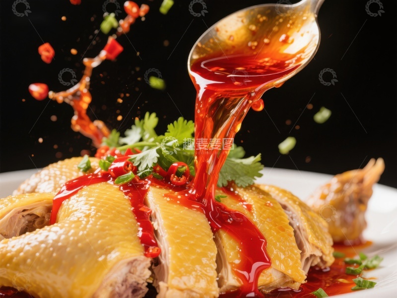 高清大图下载【趣麦麦图】红油淋鸡，美味瞬间