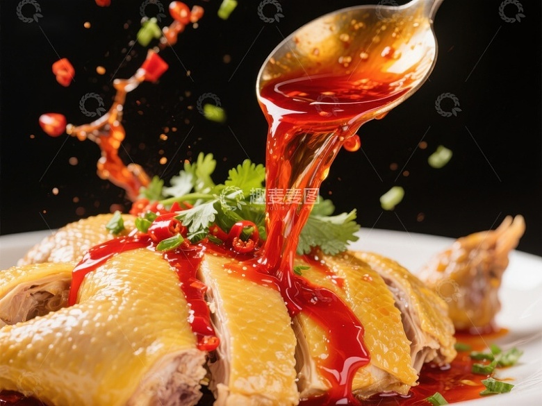 红油淋鸡，美味瞬间