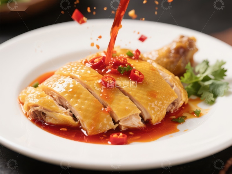 高清大图下载【趣麦麦图】香辣鸡肉淋汁，诱人美食