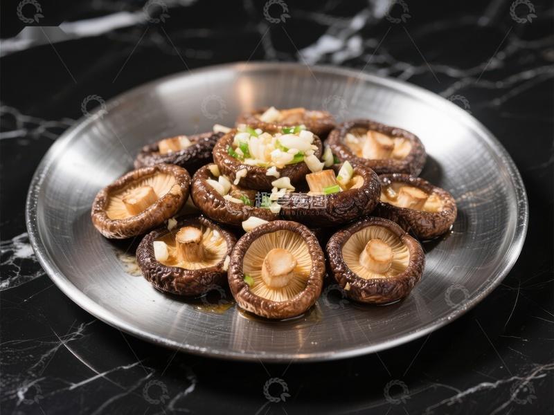 高清大图下载【趣麦麦图】香煎蘑菇配葱花