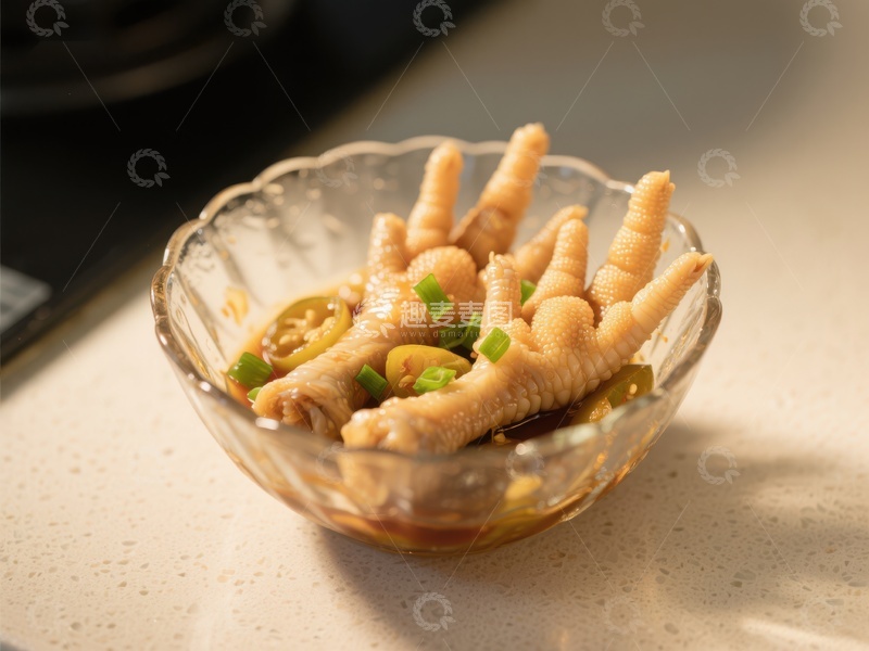 高清大图下载【趣麦麦图】玻璃碗中的泡椒凤爪