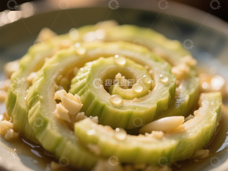 高清大图下载【趣麦麦图】螺旋黄瓜片配蒜蓉酱