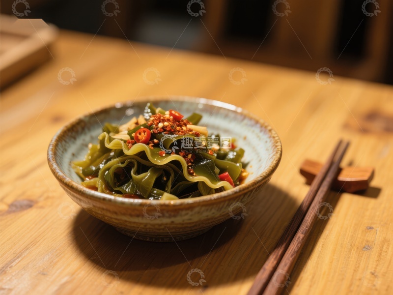 高清大图下载【趣麦麦图】辣味海带拌菜