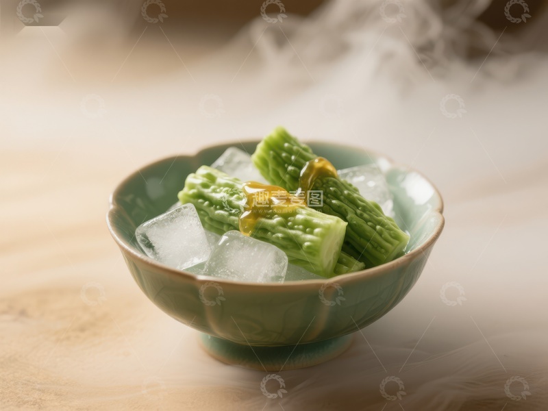 高清大图下载【趣麦麦图】苦瓜冰块凉拌，清新爽口