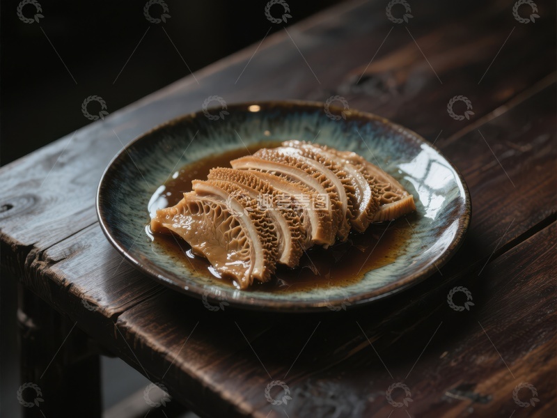 高清大图下载【趣麦麦图】盘中美味牛肚，酱汁浓郁诱人
