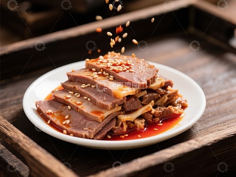 香辣卤味拼盘，撒上芝麻