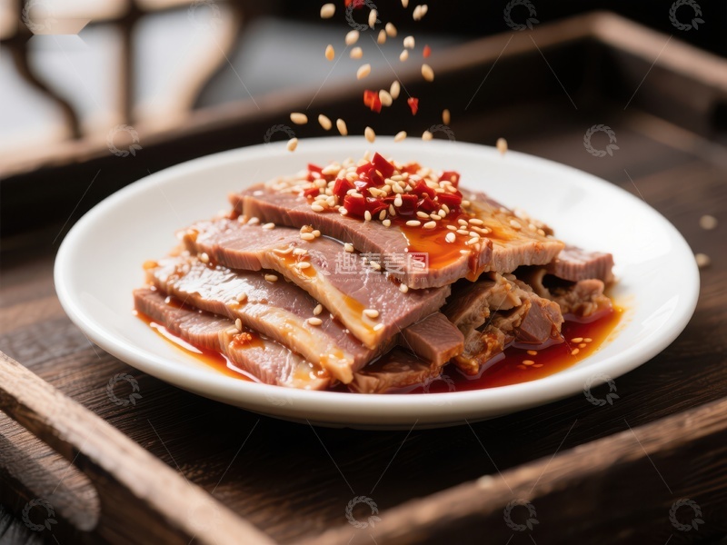 高清大图下载【趣麦麦图】香辣牛肉片配芝麻辣椒油