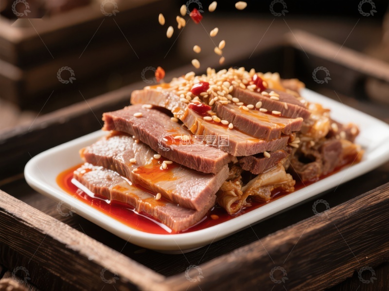 高清大图下载【趣麦麦图】麻辣牛肉片配芝麻辣椒油