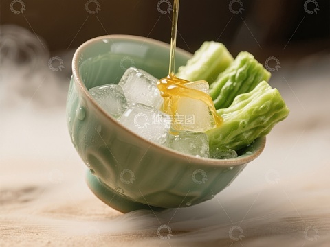 冰块绿茶配青菜