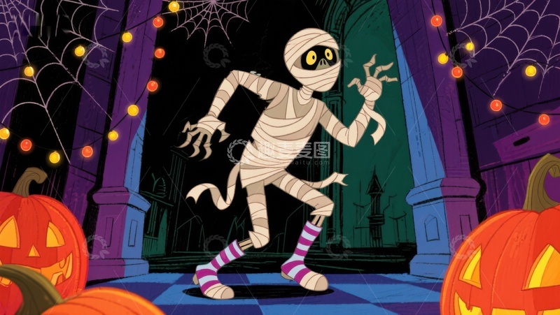 高清大图下载【趣麦麦图】万圣节木乃伊欢乐舞动