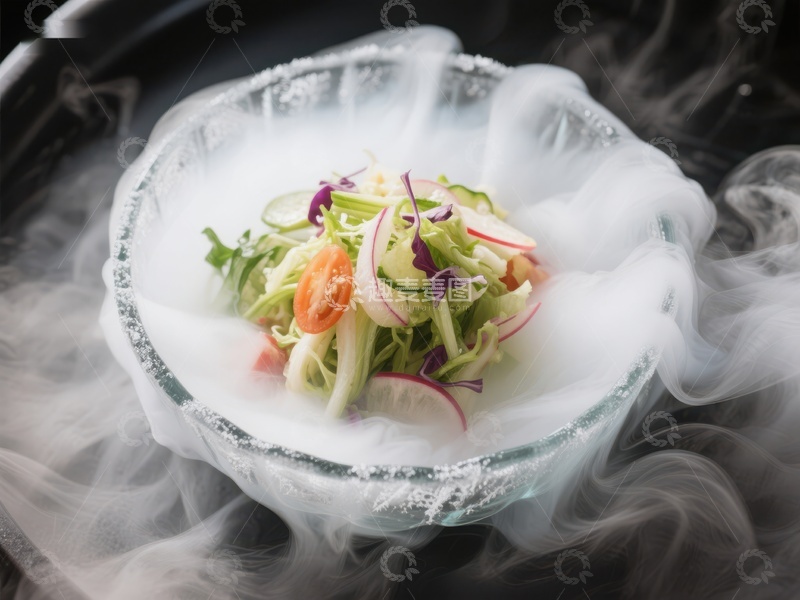 高清大图下载【趣麦麦图】烟雾缭绕的创意沙拉