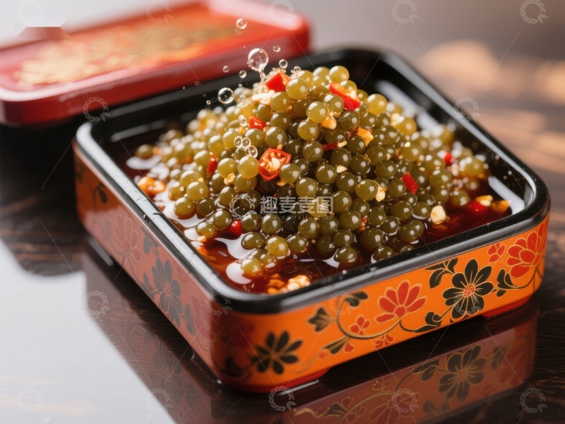 酸辣青豆美食特写