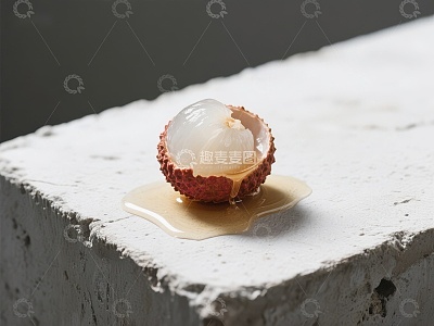 新鲜荔枝半剥，果肉晶莹剔透