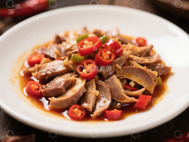 高清大图下载【趣麦麦图】香辣鸡胗配红椒美食