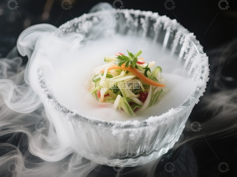 高清大图下载【趣麦麦图】烟雾缭绕的冰碗沙拉