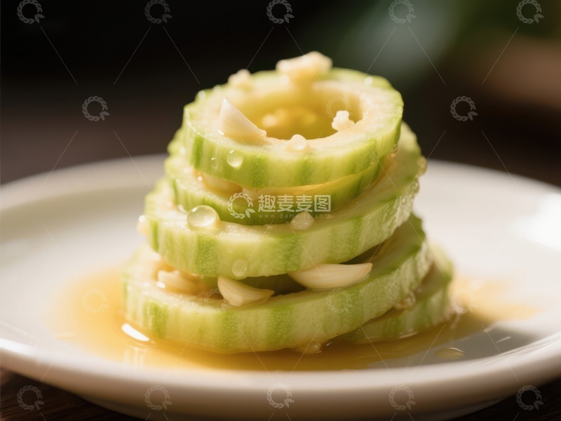 高清大图下载【趣麦麦图】清新黄瓜片叠放盘中