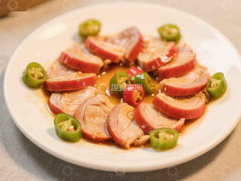 高清大图下载【趣麦麦图】切片肉卷配青椒，美味佳肴