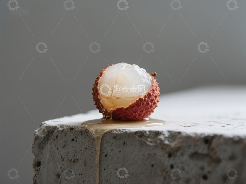 高清大图下载【趣麦麦图】新鲜荔枝置于混凝土上