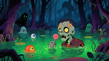 沼泽中的僵尸与糖果