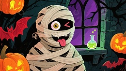 万圣节木乃伊的欢乐夜晚