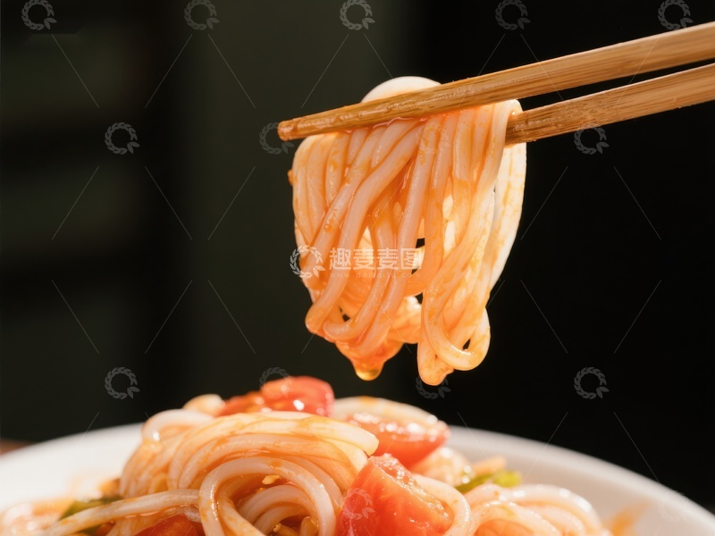 高清大图下载【趣麦麦图】筷子夹起的美味面条