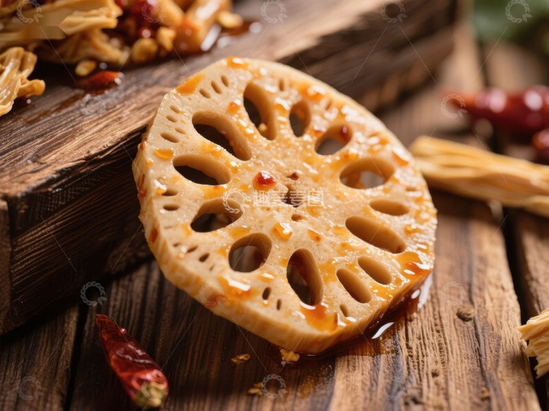 高清大图下载【趣麦麦图】香辣莲藕片，传统美食