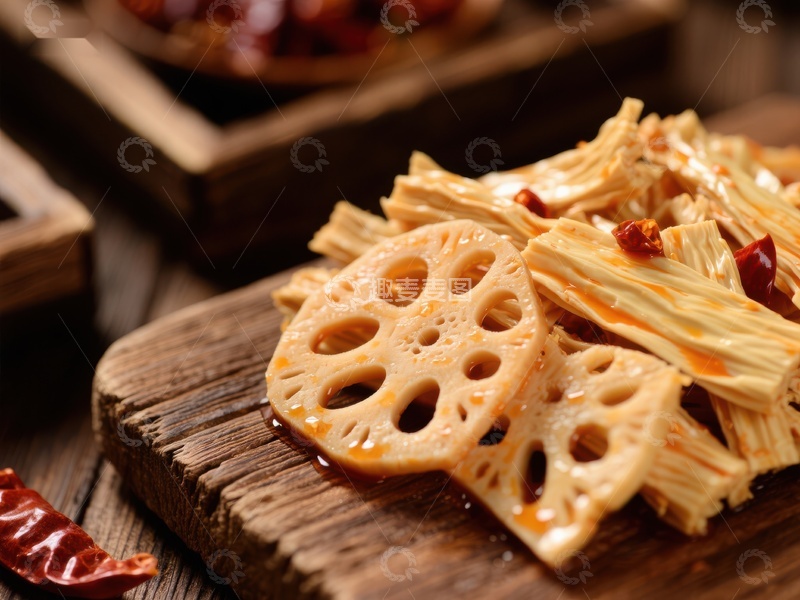 高清大图下载【趣麦麦图】香辣莲藕片美食特写