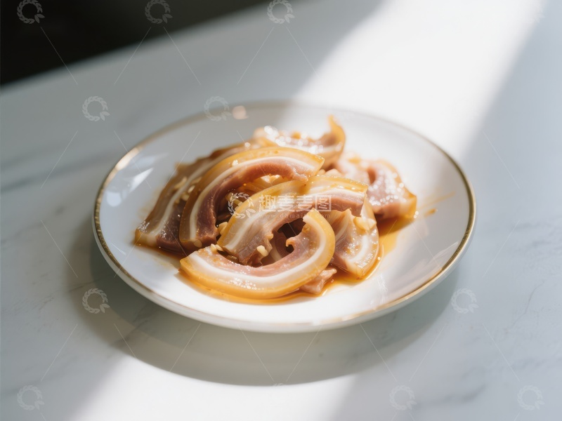 高清大图下载【趣麦麦图】盘中摆放的腌制猪肚