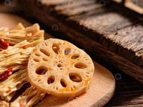 莲藕切片与金针菇的美味搭配