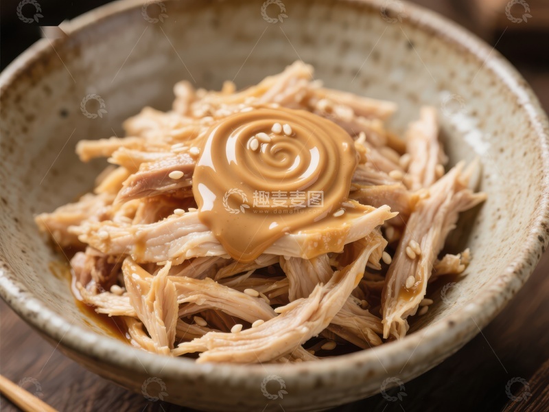 高清大图下载【趣麦麦图】酱汁拌鸡丝，美味可口