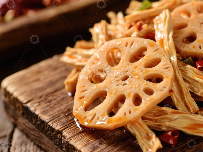 高清大图下载【趣麦麦图】香辣莲藕片，美味可口的家常小菜