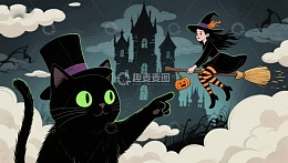 万圣夜巫女与黑猫的奇幻飞行