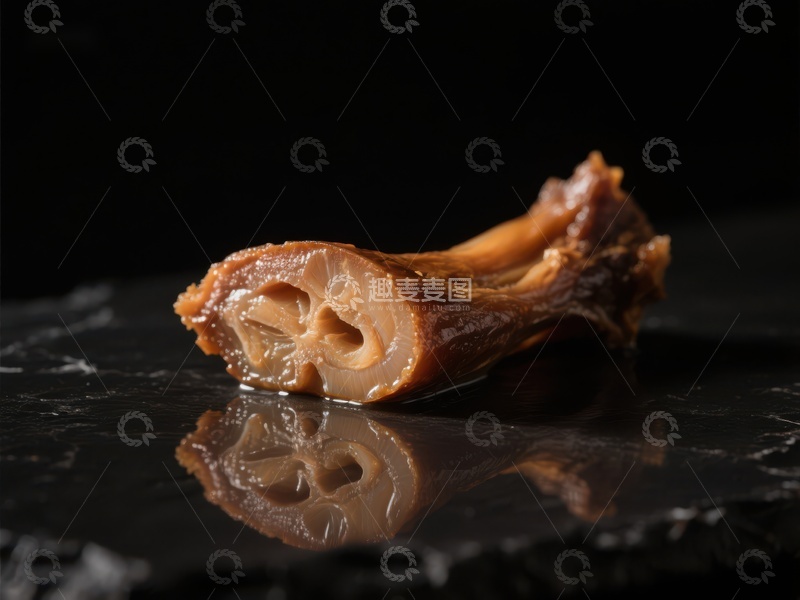 高清大图下载【趣麦麦图】烤制牛骨特写，黑色背景