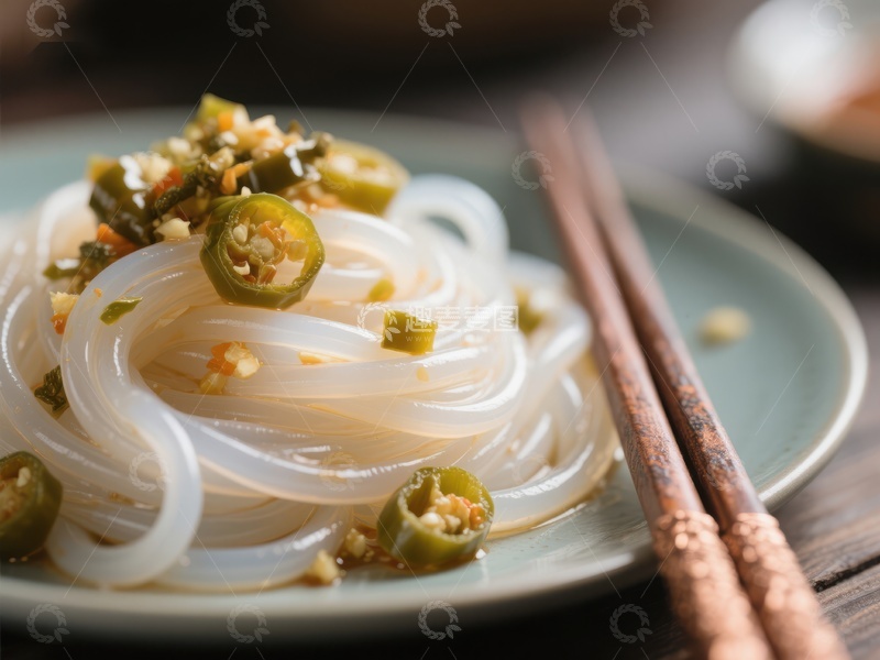 高清大图下载【趣麦麦图】透明粉丝配青椒酱，美味可口