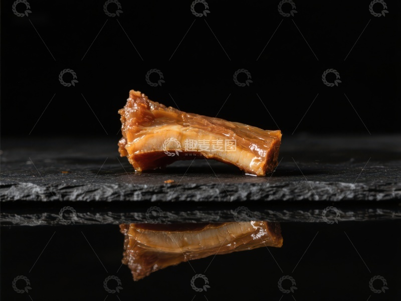 高清大图下载【趣麦麦图】酱汁排骨特写，黑色背景映衬
