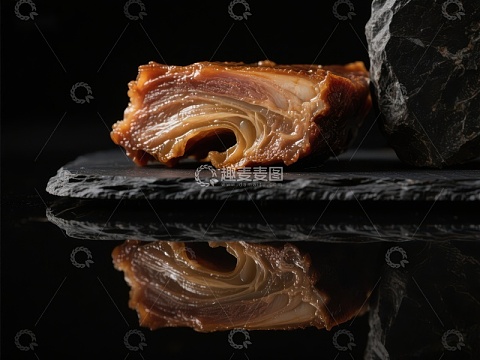 烤肉特写：黑色背景下的美食